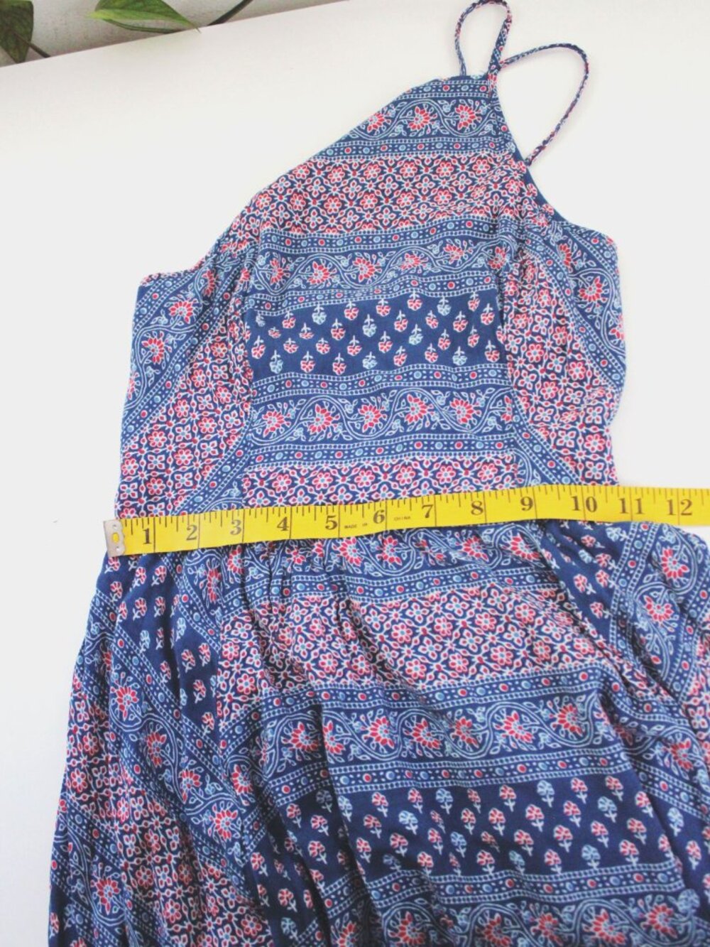 Abercrombie & Fitch Blue Boho Maxi Dress Patchwork Quilted Strappy Back XS - Picture 6 of 7